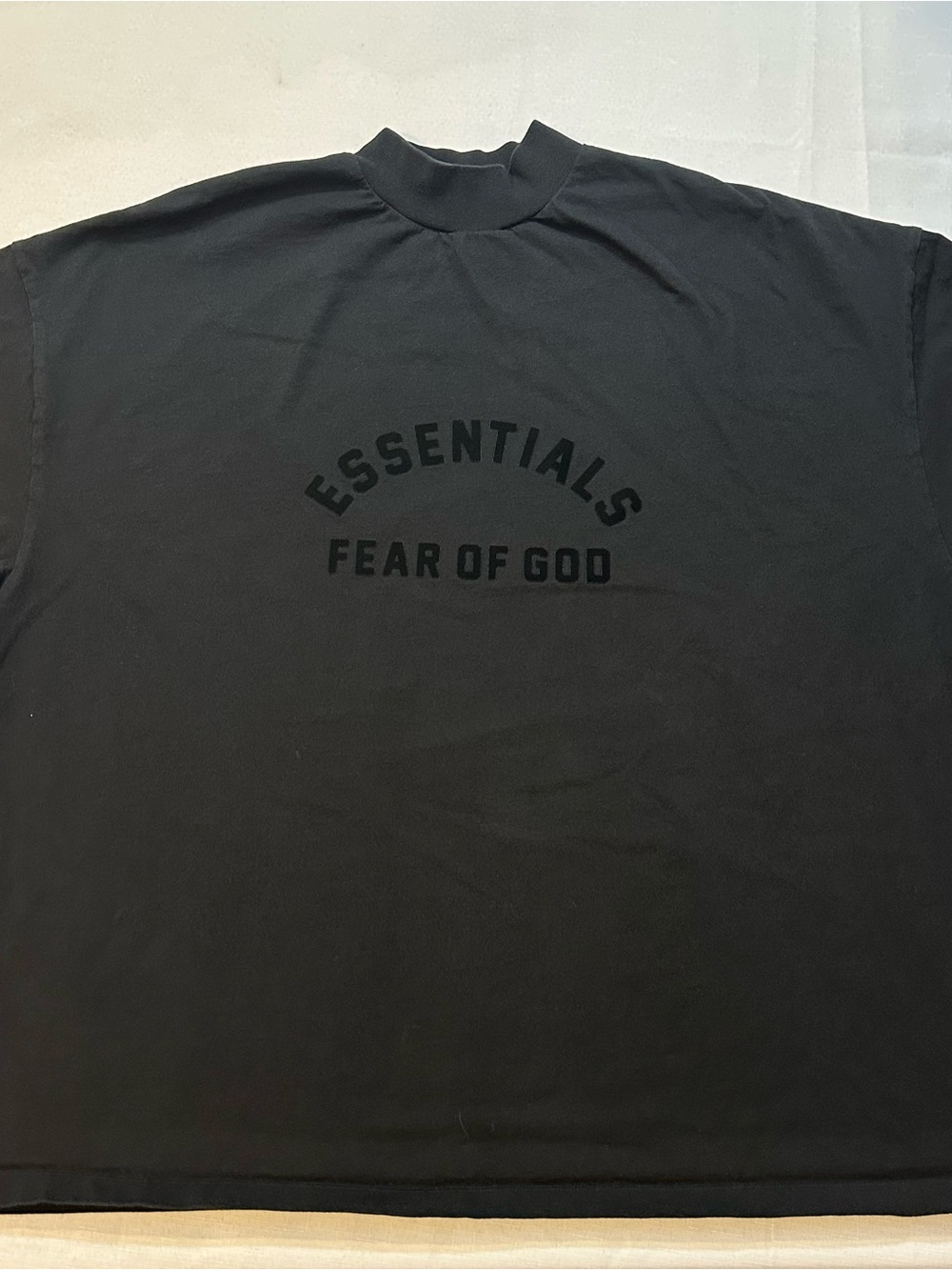 Fear of God Essentials Black Heavyweight Mock Neck Oversized Tee XL